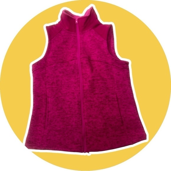 Faded Glory Pink Fleece Full Zip Vest Medium - Picture 2 of 5